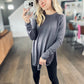 Longline Tulip Hem Top in Dark Stone
