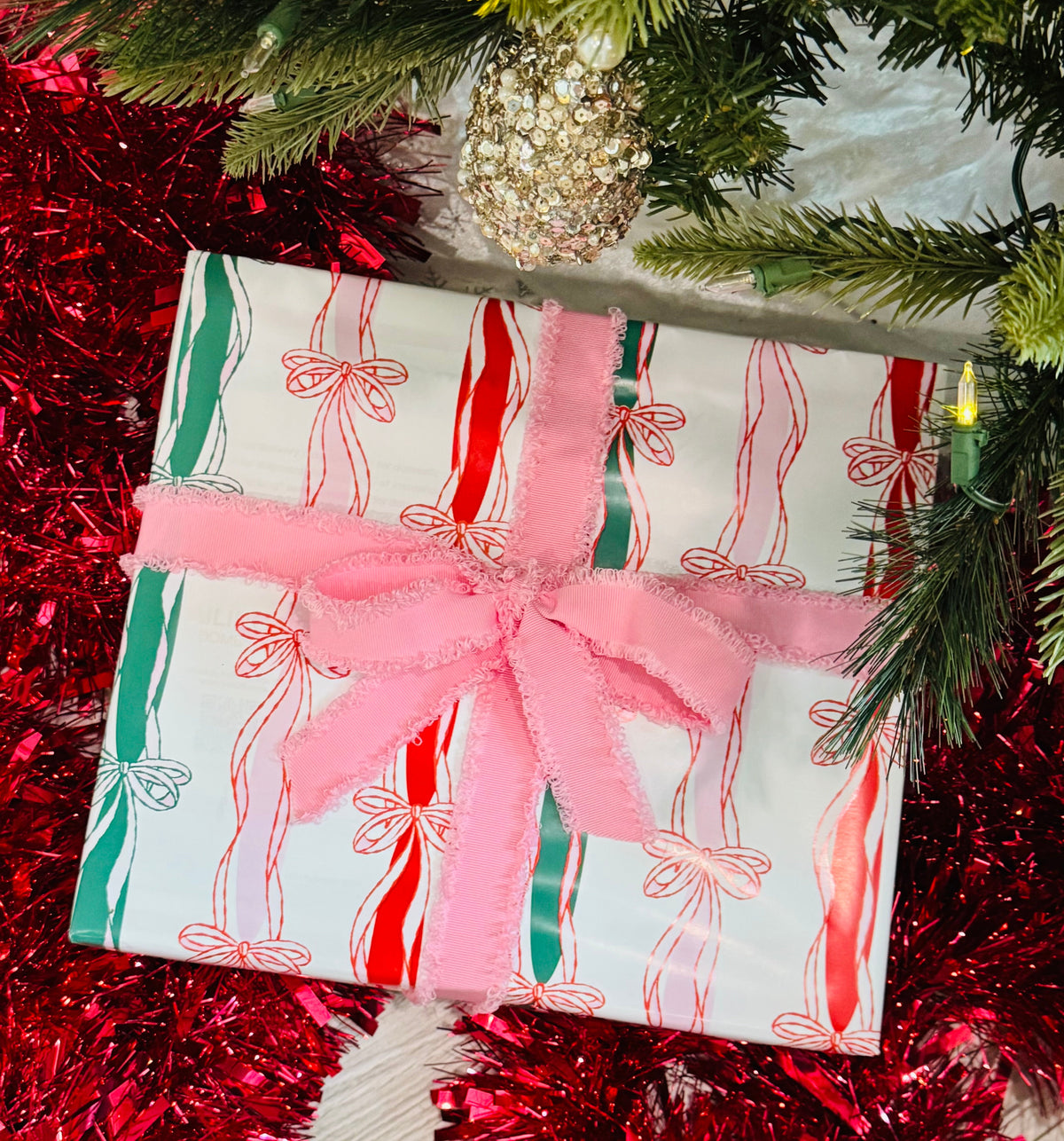 Pink Bows Wrapping Paper Roll