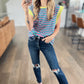 Lovingly Stripe Contrast Top