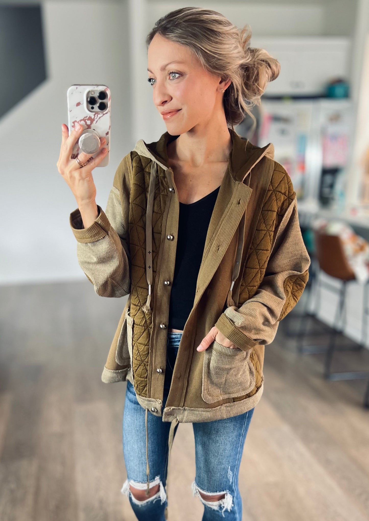Kline Quilted Button Hoodie