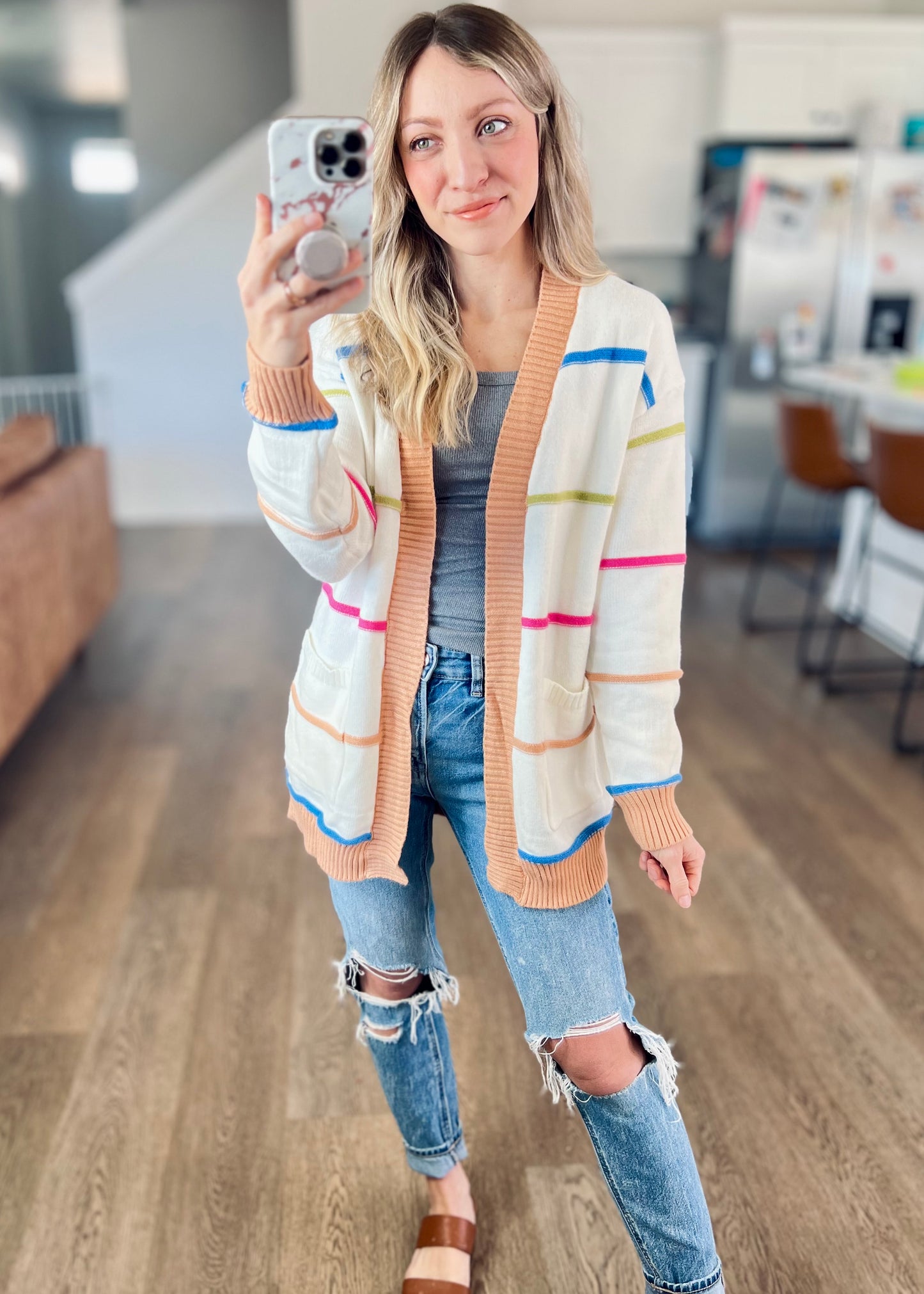 Lovely Stripes Cream Cardigan