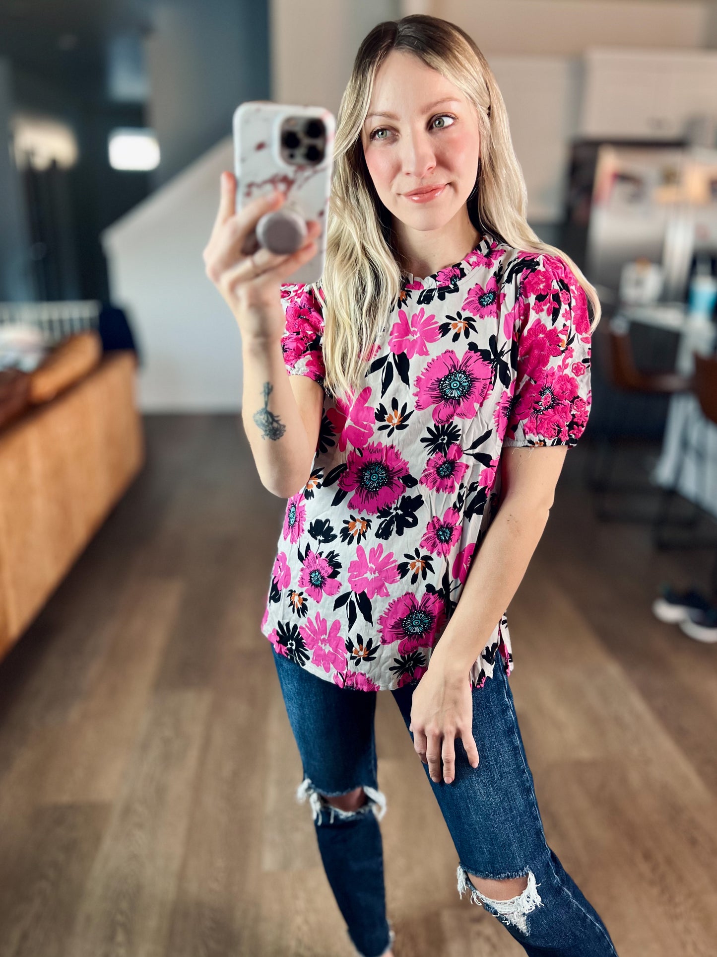 All Dressed Up Embroidered Floral Blouse