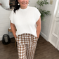 SHIPS FREEE TODAY // Brown Gingham Tie Elastic Waist Pant