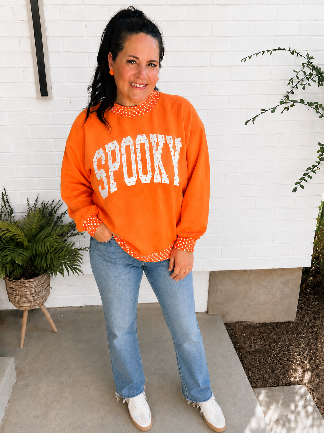 SHIPS FREE TODAY // Spooky Polka Dot Mock Neck Sweatshirt