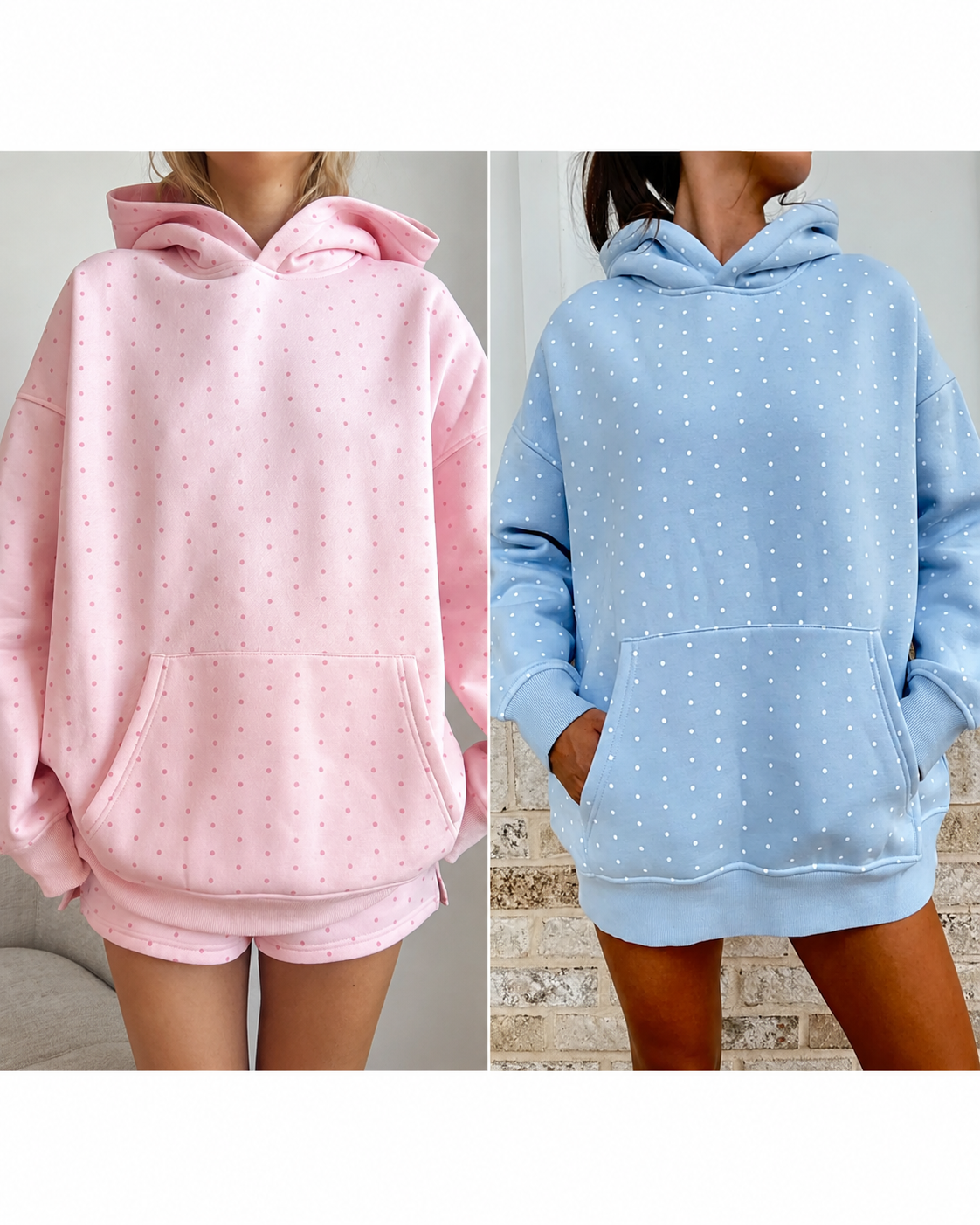 PREORDER: // Pink Polka Dot Printed Oversized Hoodie Set // ETA October