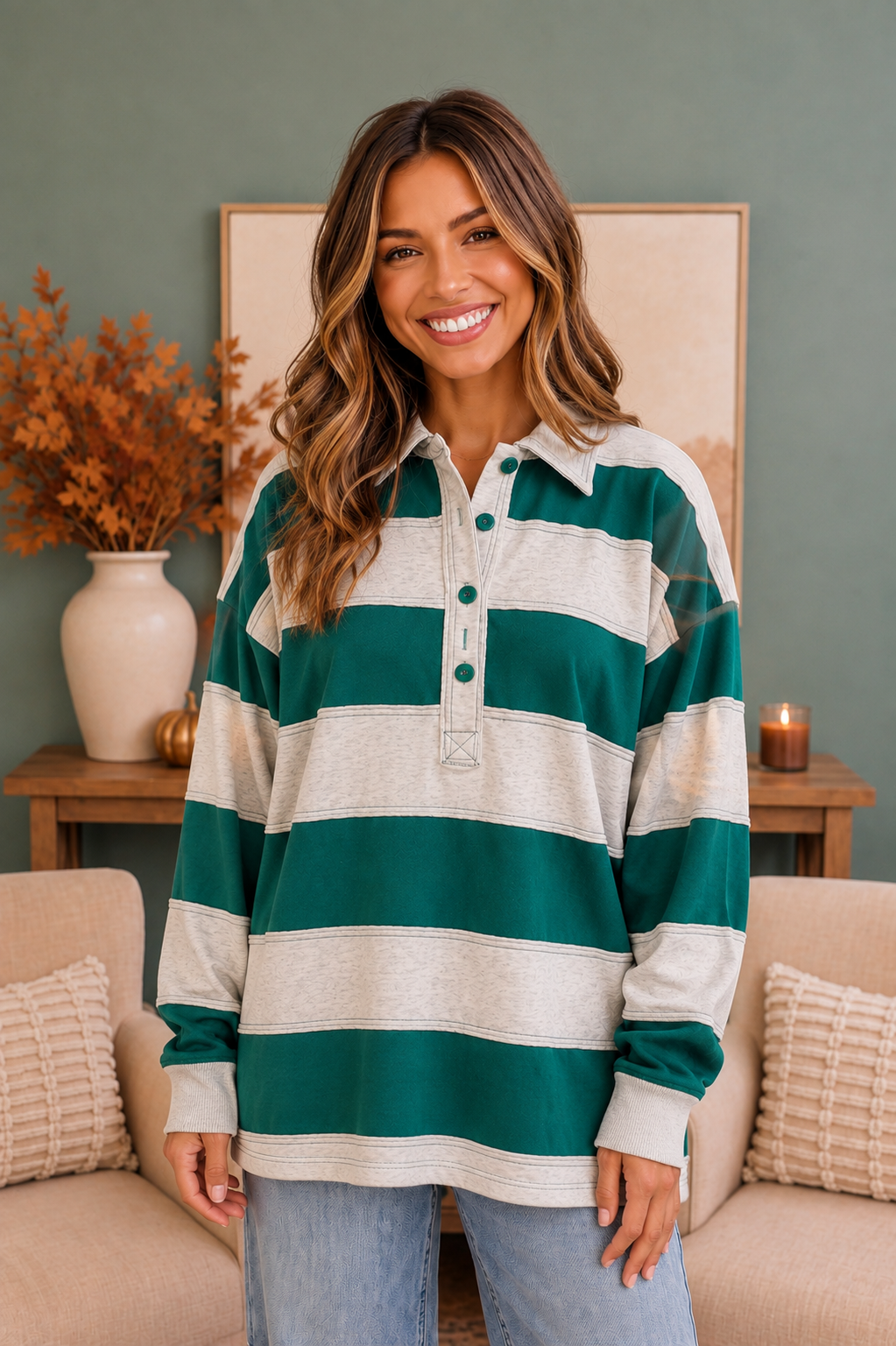 Boyfriend Striped Rugby Polo