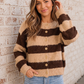 Potluck Cozy Stripe Button Front Cardigan