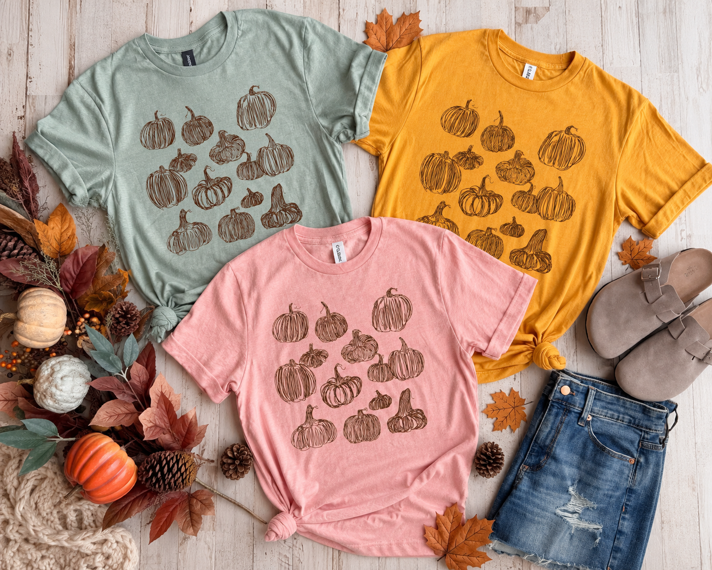 PREORDER: Hand Drawn BROWN Pumpkin Tee//ships in about 2 weeks