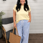 Blue Stripe Drawstring Ankle Pants