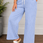 Blue Stripe Drawstring Ankle Pants