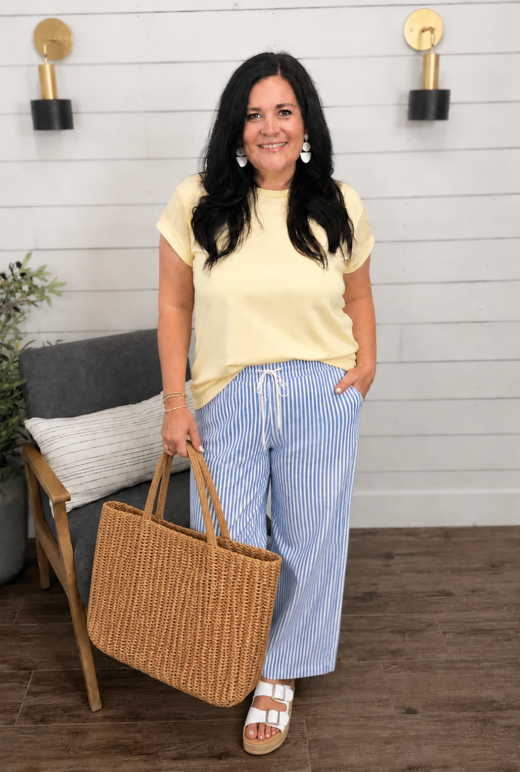 Camel Straw Open Beach Tote