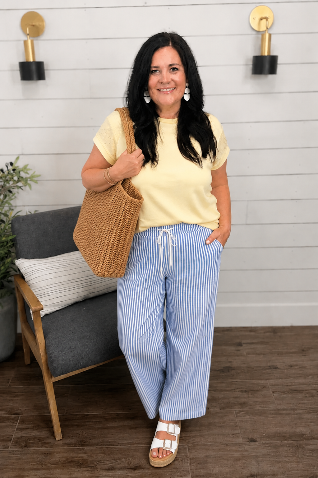 Camel Straw Open Beach Tote