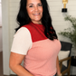 *free ship today*// Pink Rose Rib Textured Colorblock Top