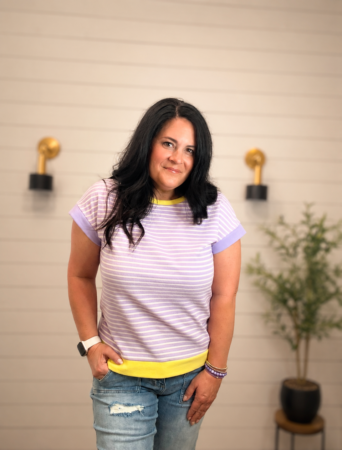 *free ship today*// Emma Purple Stripe Top