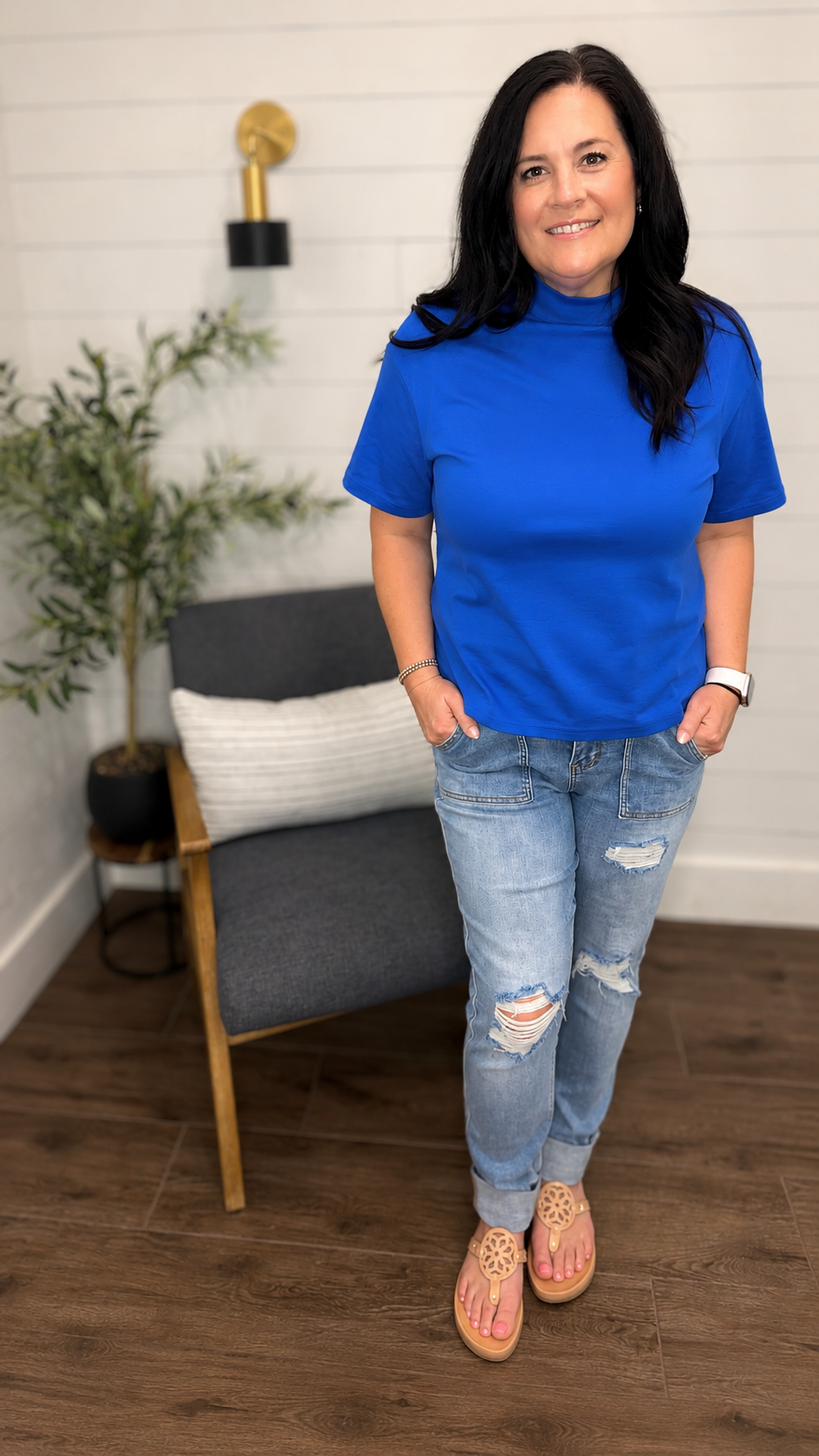 *free ship today* // True Blue Mock Neck Everyday Tee