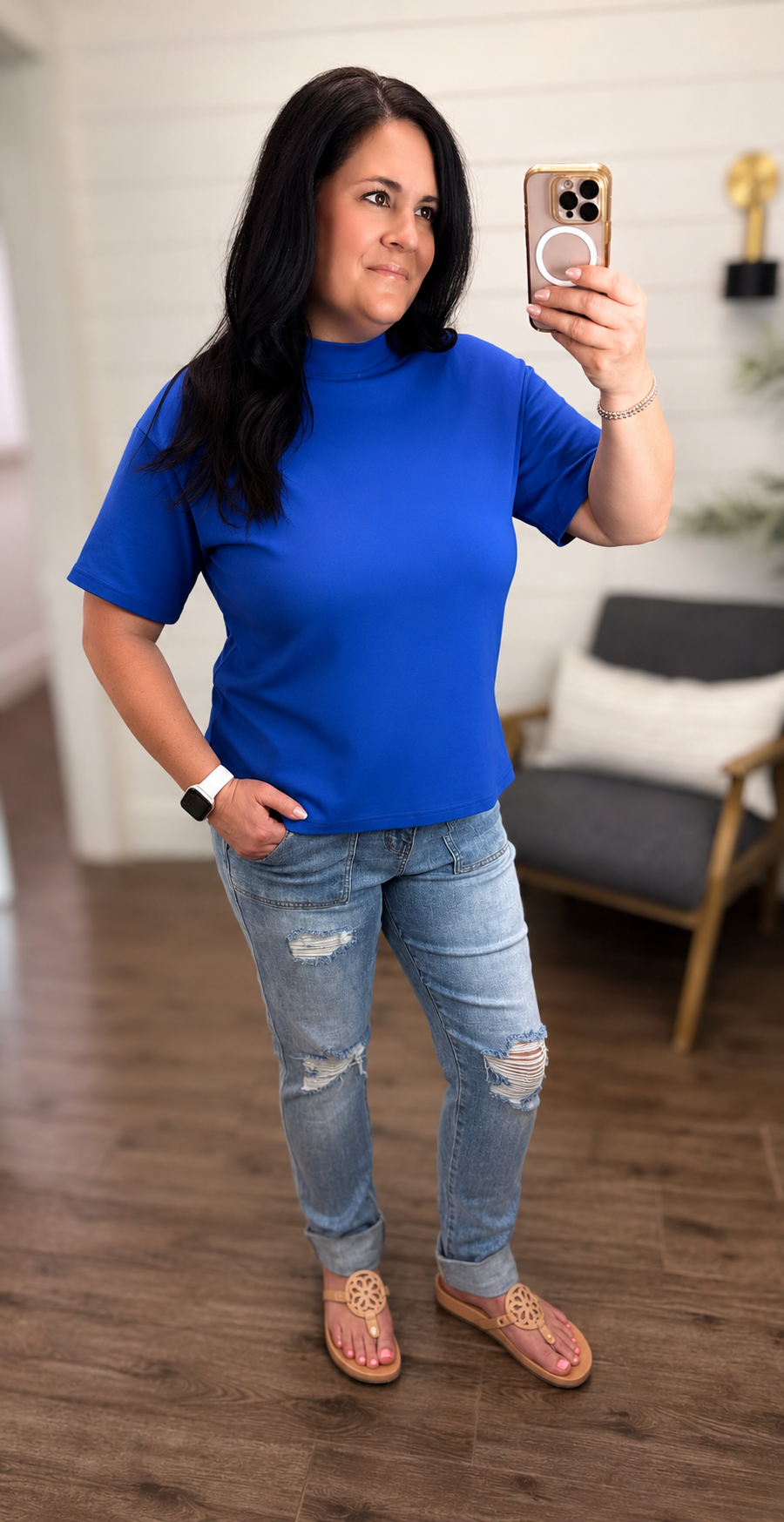 *free ship today* // True Blue Mock Neck Everyday Tee