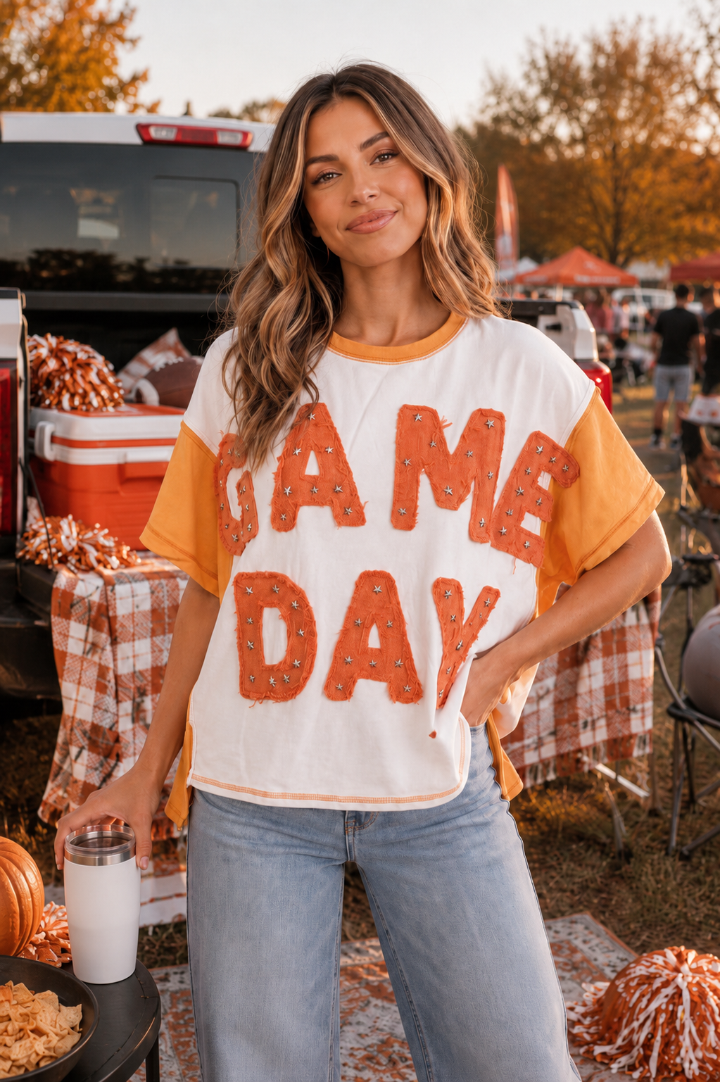Game Day Glam Star Studded Graphic Tee