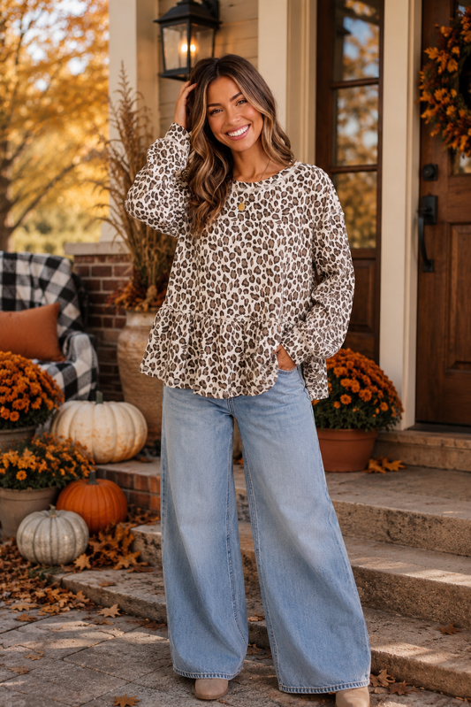 Wild at Heart Leopard Peplum Top