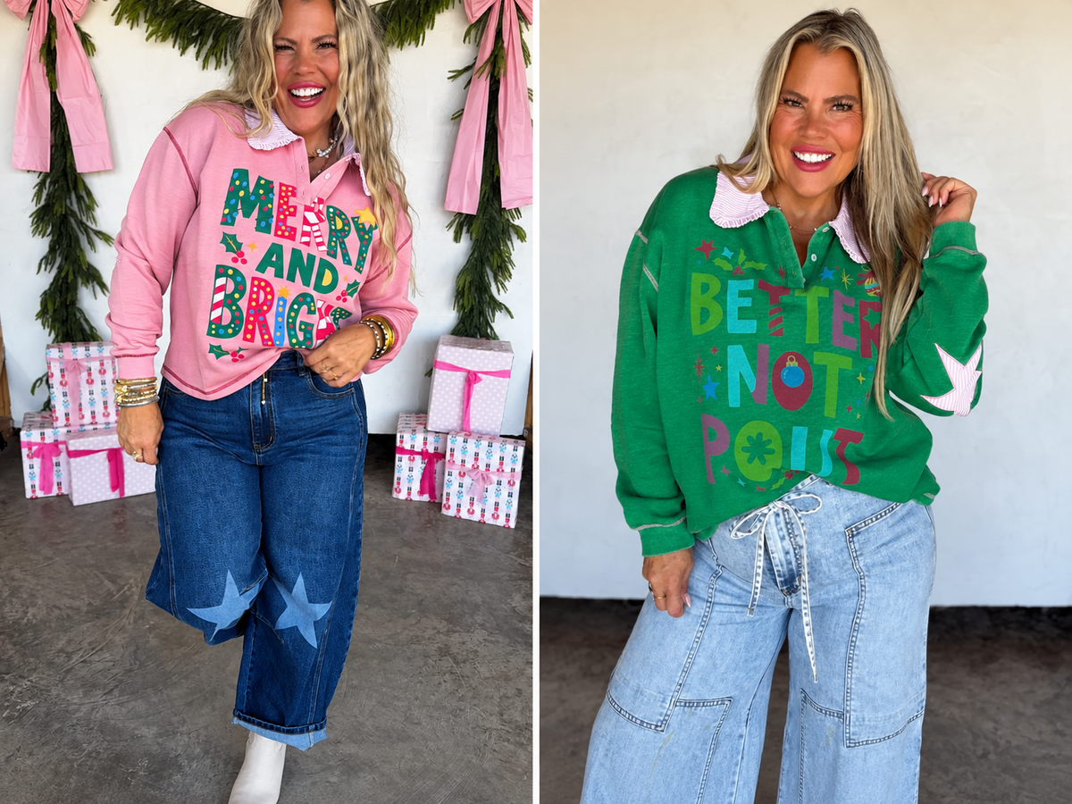 PREORDER: Making Spirits Bright Collared Pullover // ETA Oct - early Nov