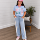 Beau Blue Lace Trim Casual Full-Length Regular Fit Jeans