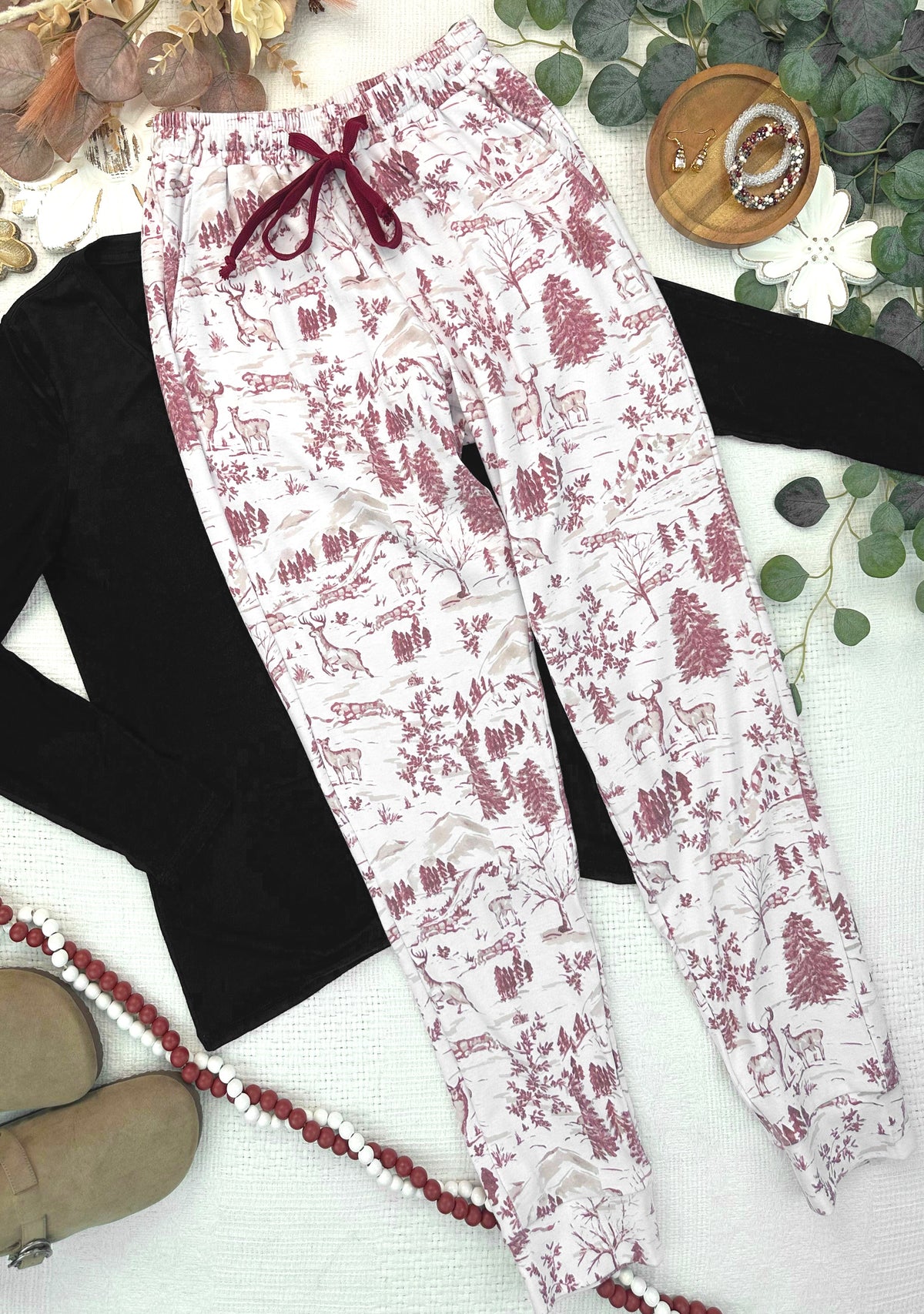 Classic Joggers -  Cranberry Woodland
