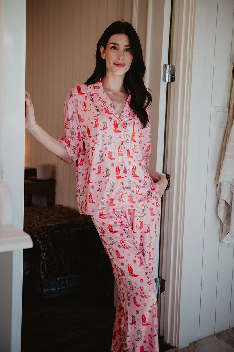 PREORDER: Boots & Roses Matching Pajama Pants Set  // eta early Sept