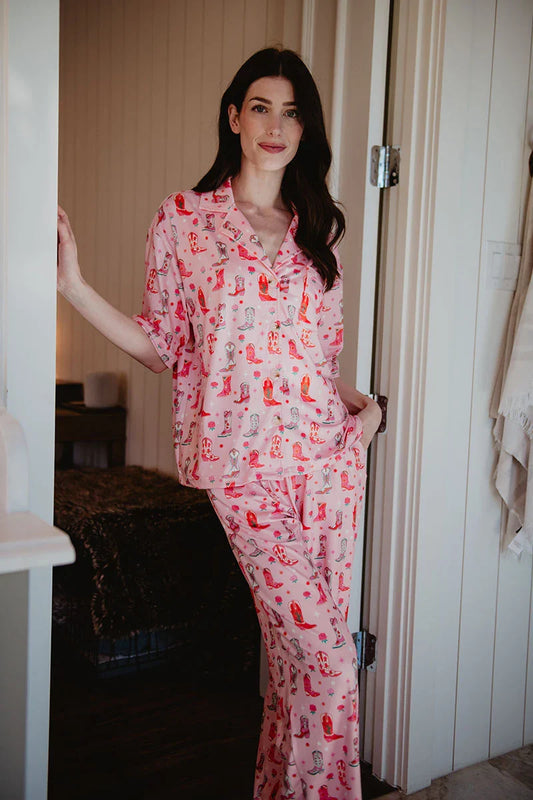 PREORDER: Boots & Roses Matching Pajama Pants Set  // eta early Sept