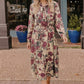 Vintage Rose Garden Floral Midi Dress