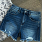 High Rise Raw Hem Distressed Denim Shorts - Risen