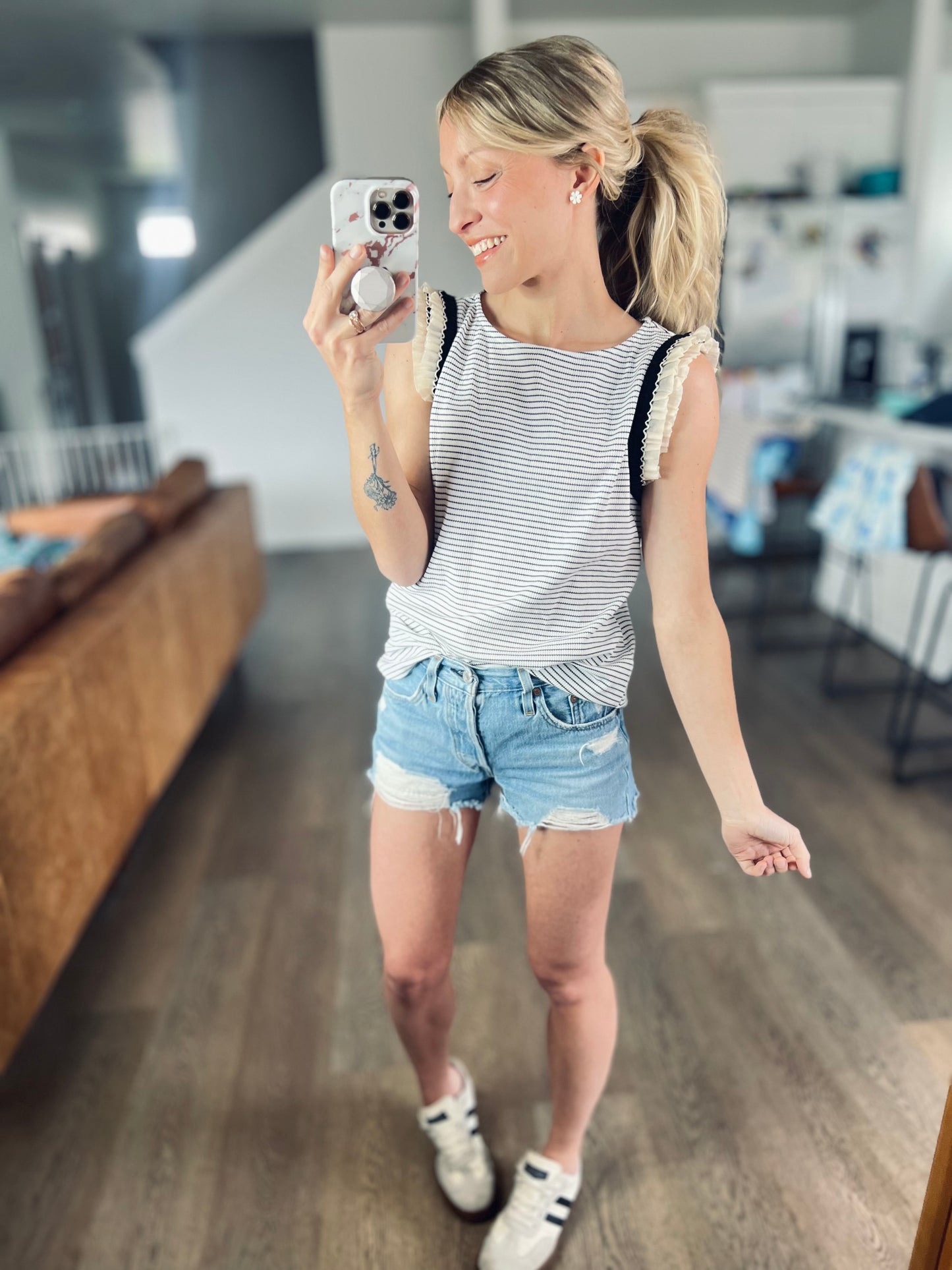Chelsea Ruffle Stripe Tank