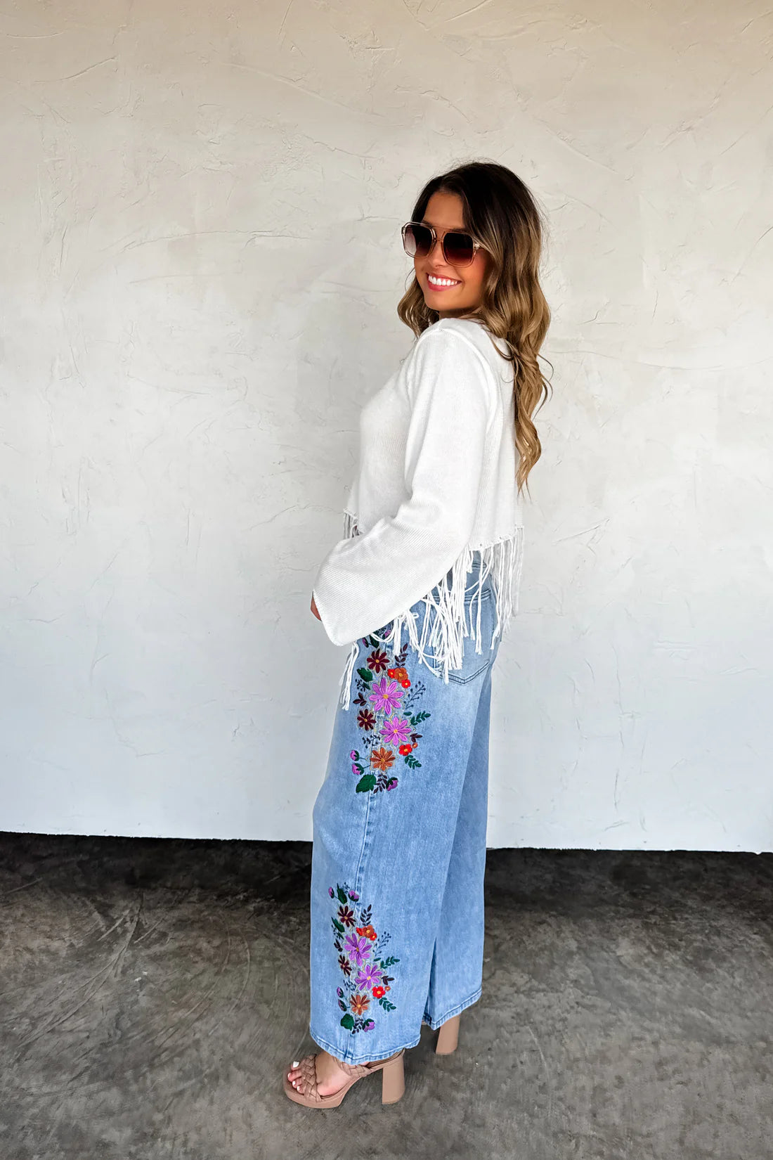 PREORDER: Eva Floral Embroidered Jeans // eta early June