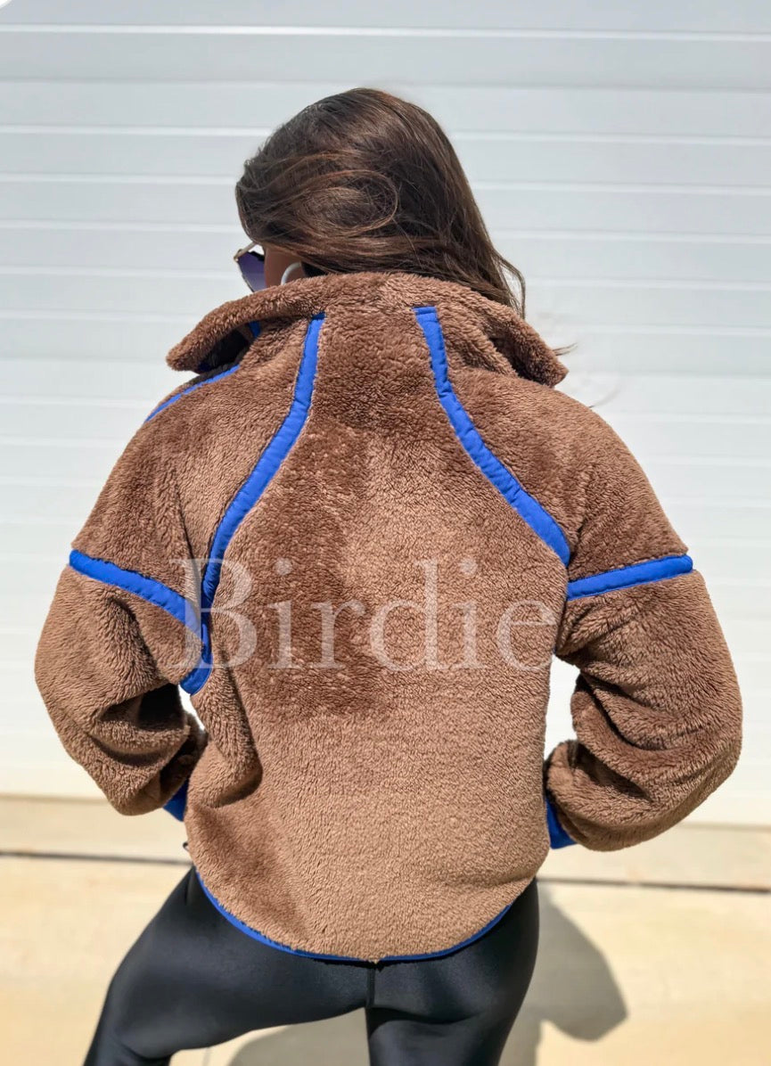 PREORDER: Bliss Cozy 1/2 Zip in Brown & Blue // eta June