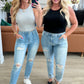 High Rise Patch Pocket Distressed Boyfriend Jeans - Judy Blue