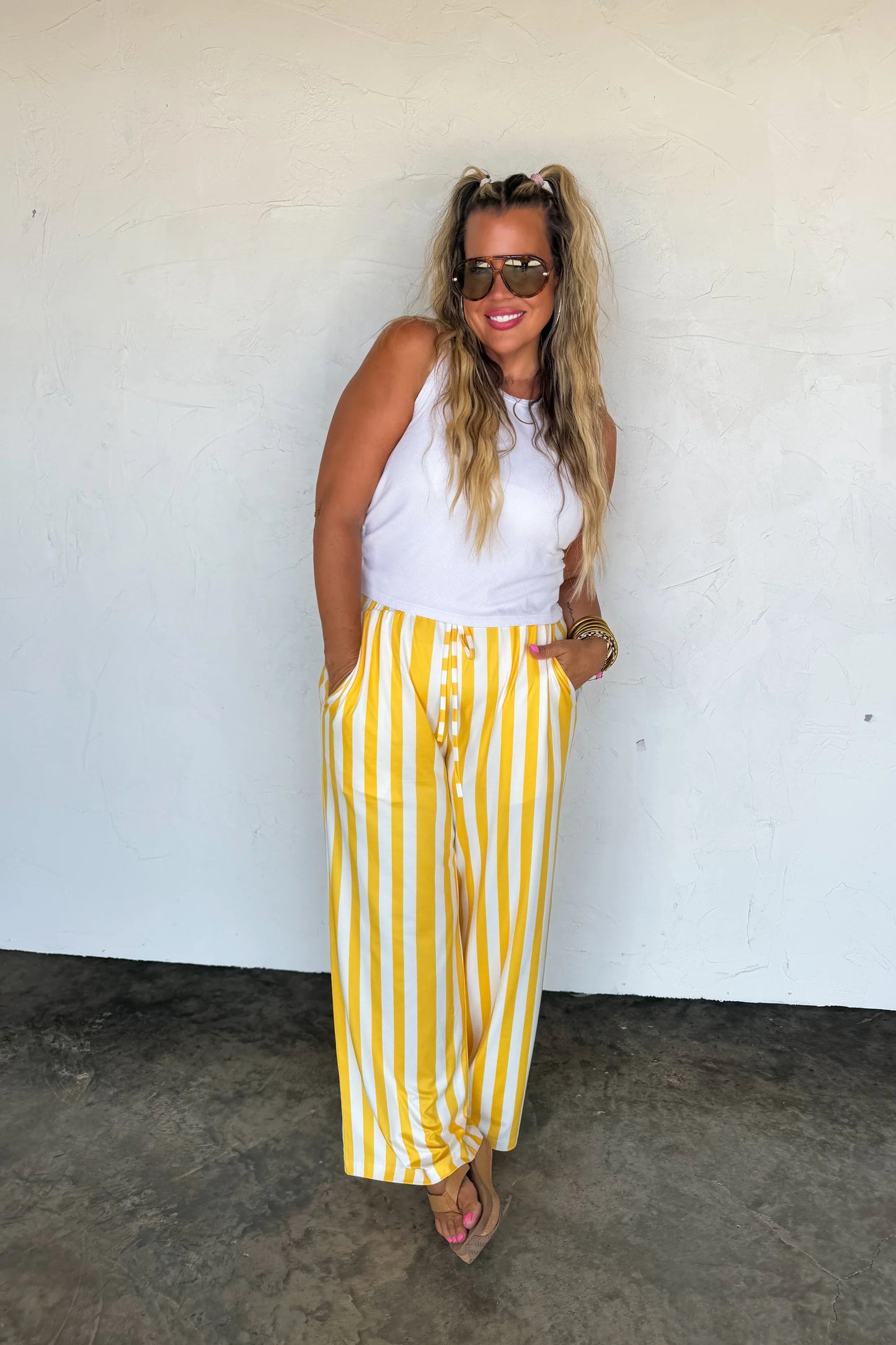PREORDER: Game Day Wide Leg Pants - Gingham and Stripes  // eta September