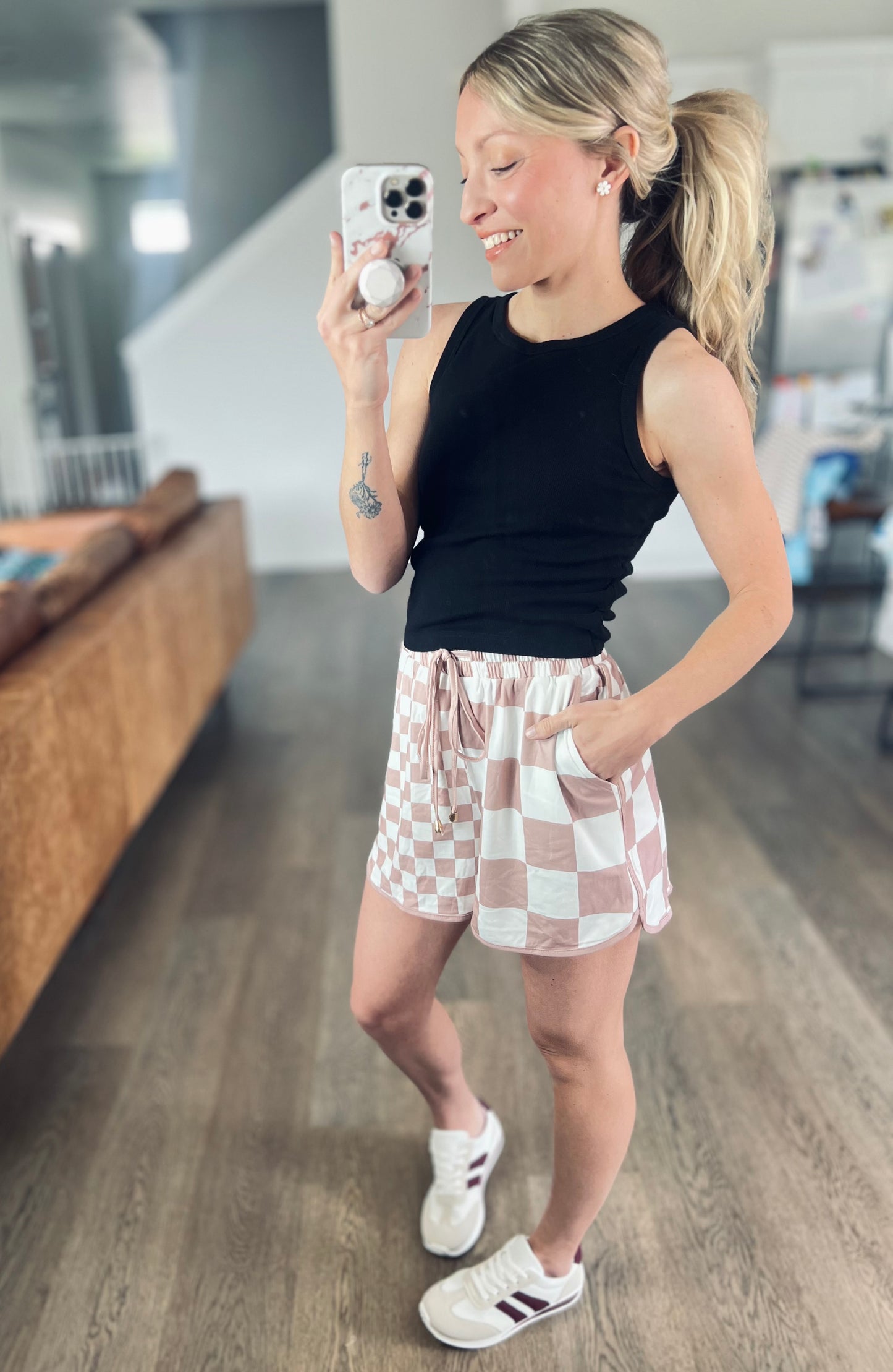Mocha Check Lounge Shorts