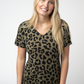 Chloe Cozy Top - Olive Animal Print