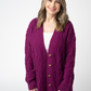 IN STOCK Brooks Button Sweater Cardigan - Magenta