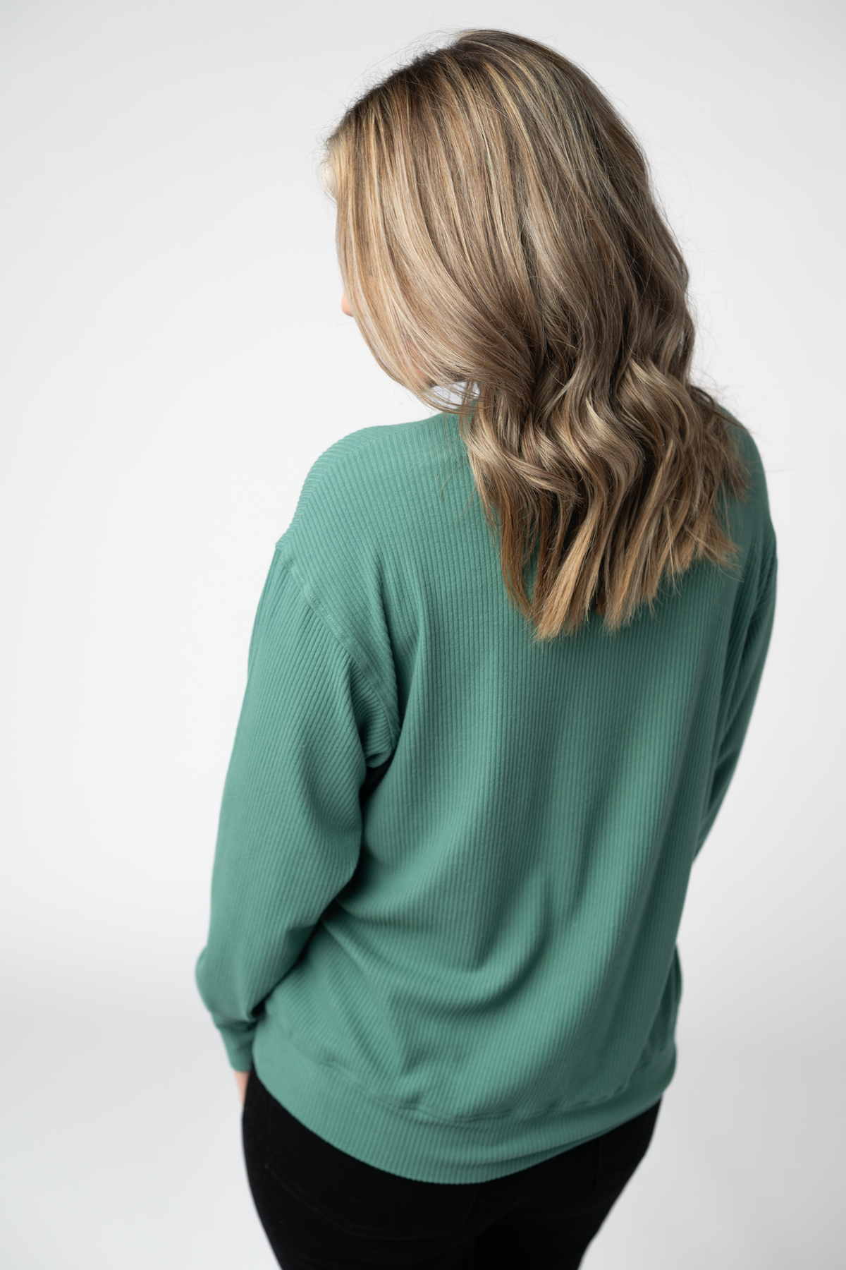 Corrine Ribbed Pullover Top - Fern