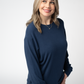 Corrine Ribbed Pullover Top - Navy