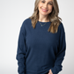 Corrine Ribbed Pullover Top - Navy