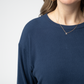 Corrine Ribbed Pullover Top - Navy