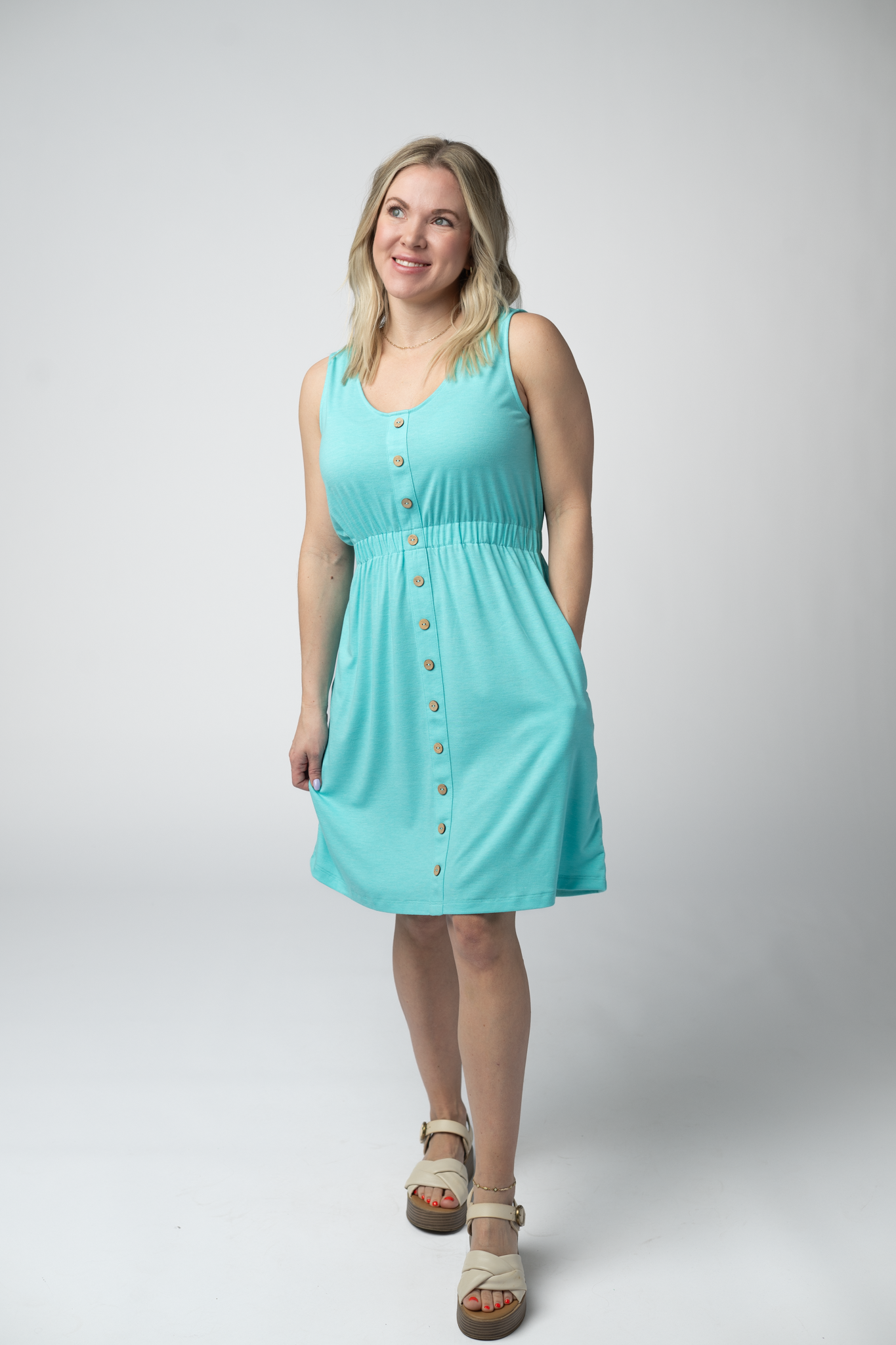 Aqua Beverly Button Dress