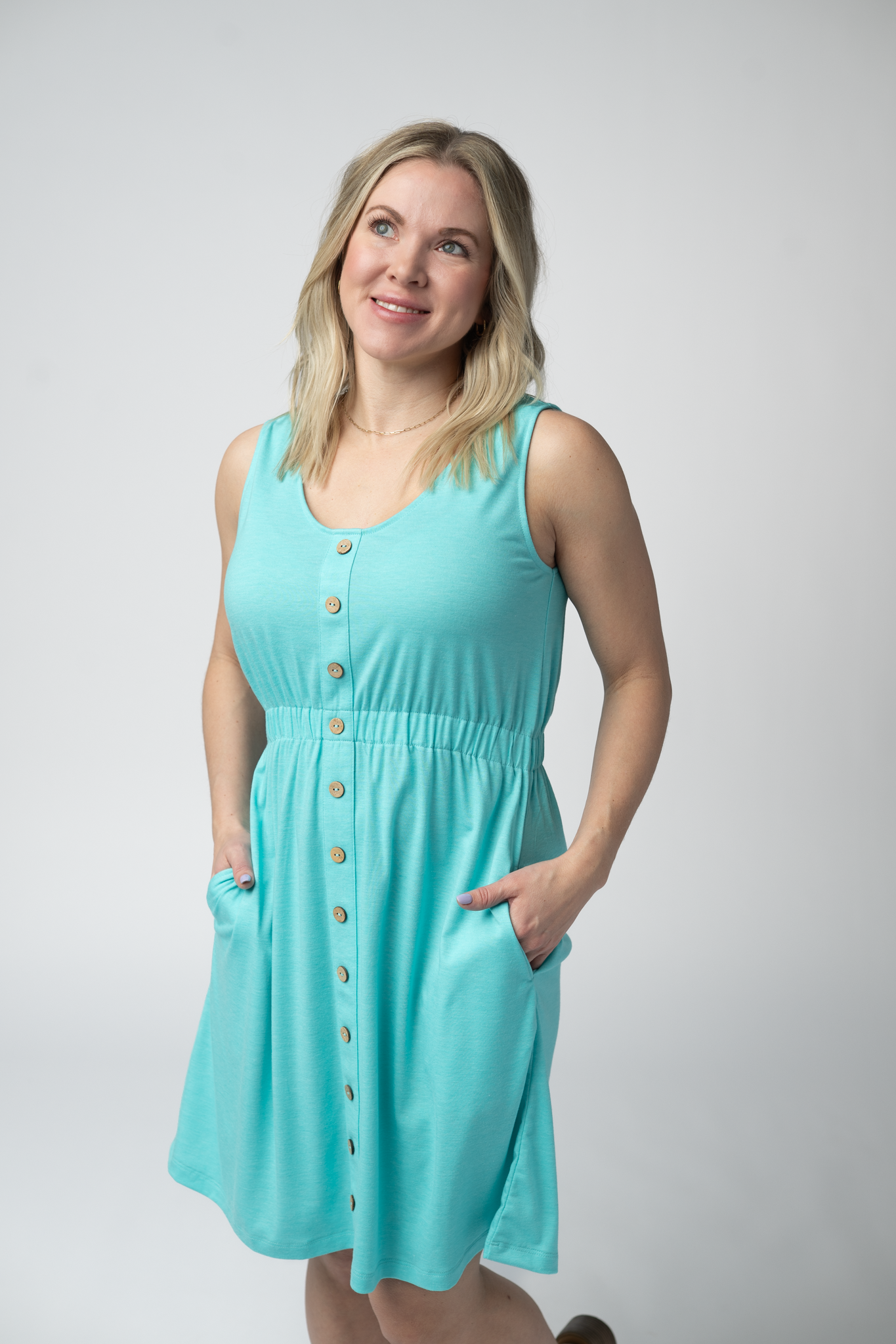 Aqua Beverly Button Dress