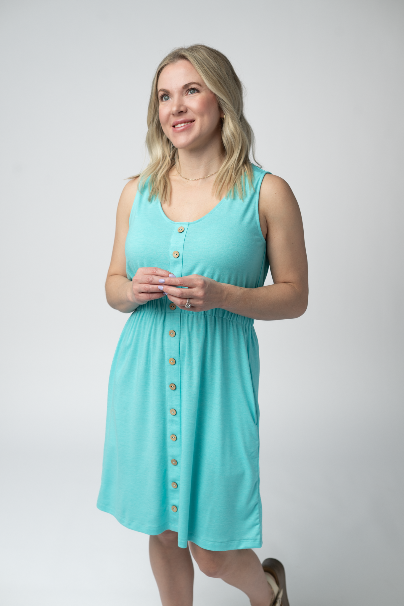 Aqua Beverly Button Dress