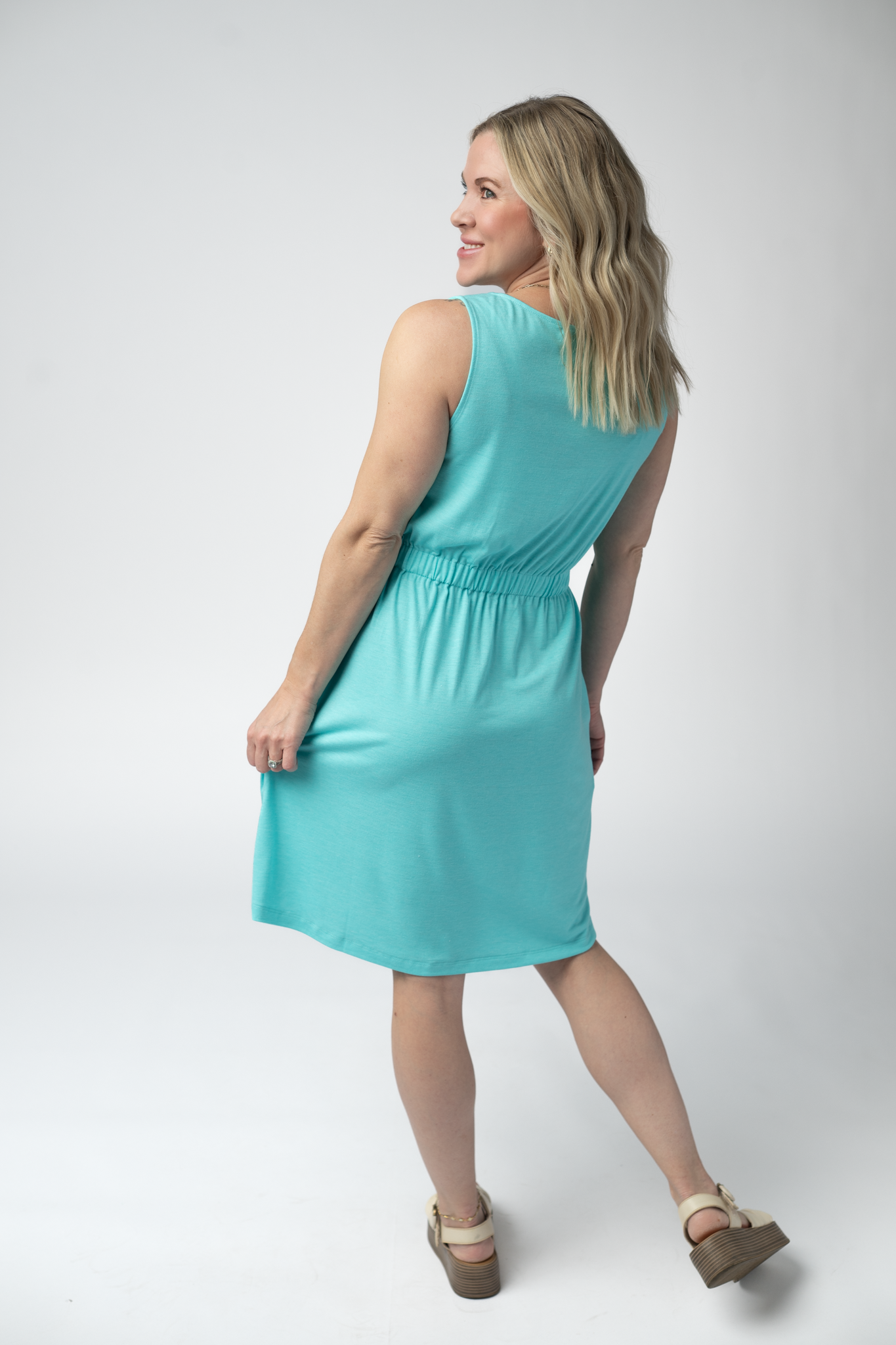 Aqua Beverly Button Dress