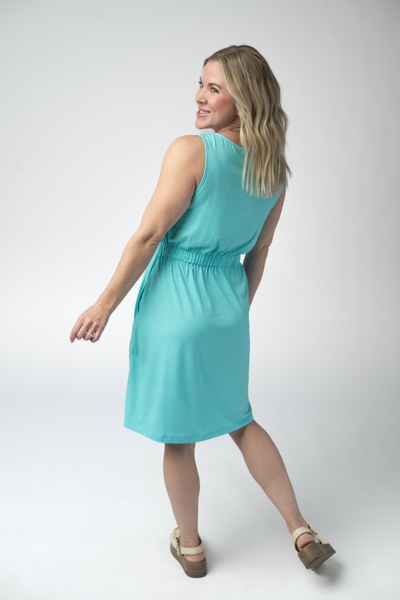 Aqua Beverly Button Dress