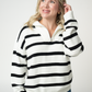 IN STOCK Quarter Zip Striped Pullover - Black and White