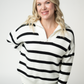 IN STOCK Quarter Zip Striped Pullover - Black and White