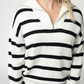 IN STOCK Quarter Zip Striped Pullover - Black and White