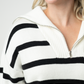 IN STOCK Quarter Zip Striped Pullover - Black and White